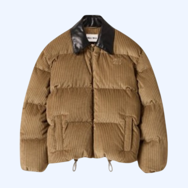 코듀로이 및 나파 가죽 다운 재킷