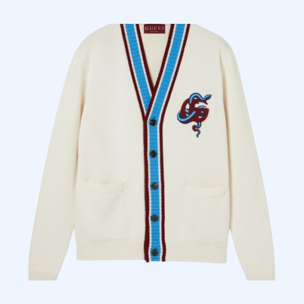 울 자수 니트 가디건