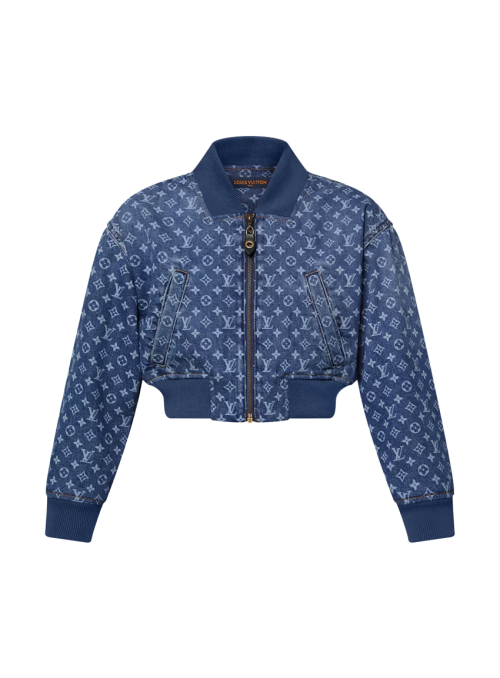 크롭드 모노그램 데님 보머 재킷