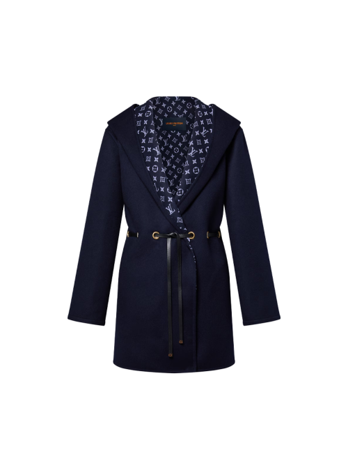 후디드 드로스트링 랩 코트