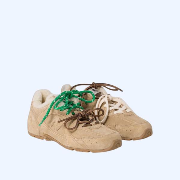 New Balance X Miu Miu 530 SL 블리치드 가죽 스니커즈