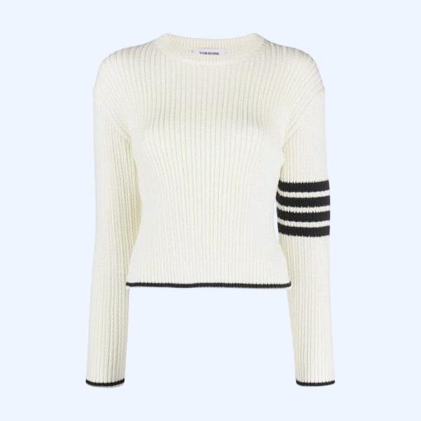 톰브라운 여성 크롭 케이블 메리노 울 니트