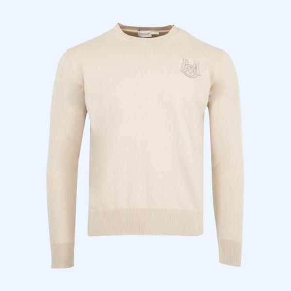 몽클레어 로고 패치 크루넥 스웨터