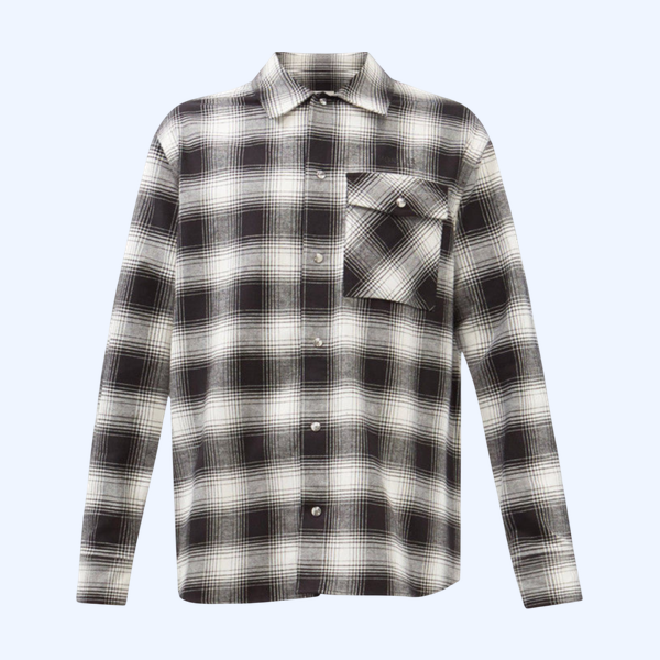 몽클레어 체크 브러쉬 포인트 카라 코튼 플란넬 버튼 셔츠