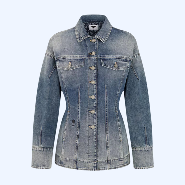 블루 스톤워싱 코튼 데님