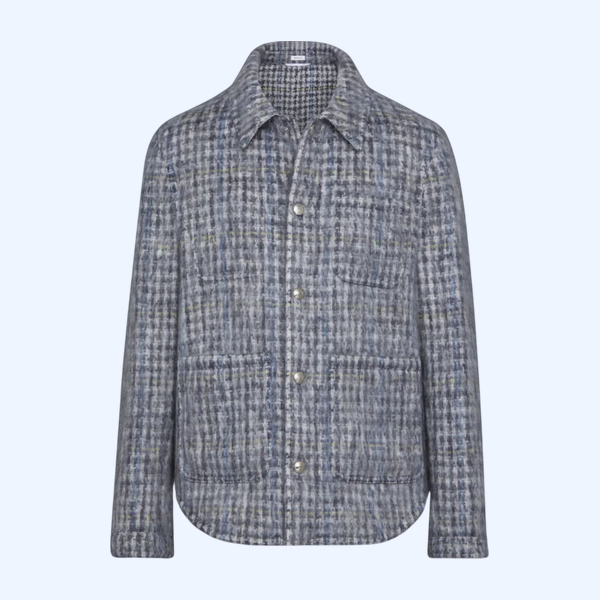 건클럽 체크 헤어 모헤어 유틸리티 재킷