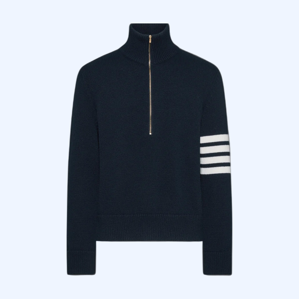 메리노 울 4-바 퍼널 넥 풀오버