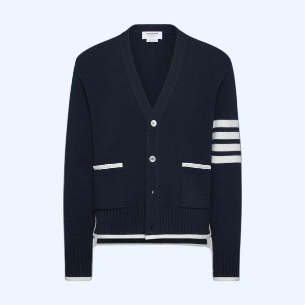 밀라노 스티치 메리노 울 4-바 브이넥 카디건