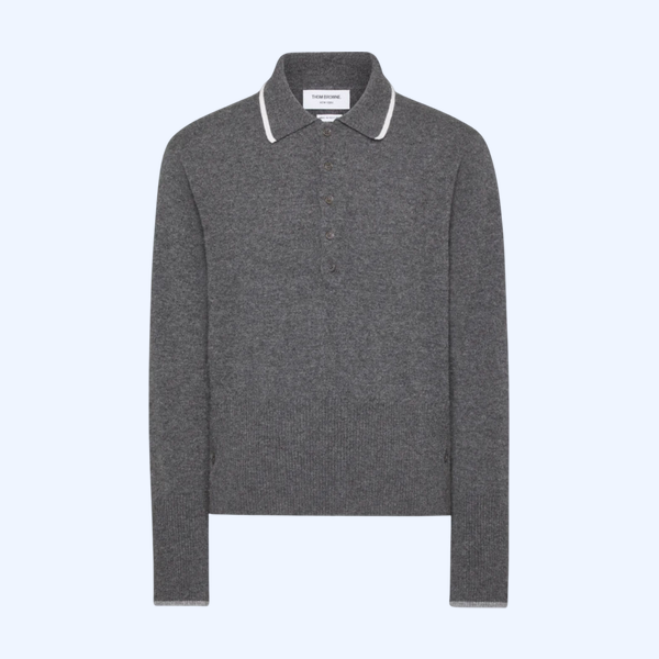 브라운 65 저지 인타르시아 캐시미어 롱 슬리브 폴로