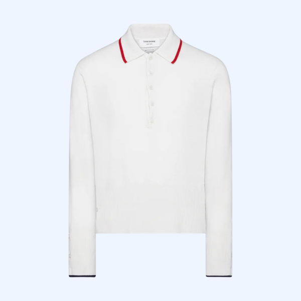 브라운 65 저지 인타르시아 캐시미어 롱 슬리브 폴로