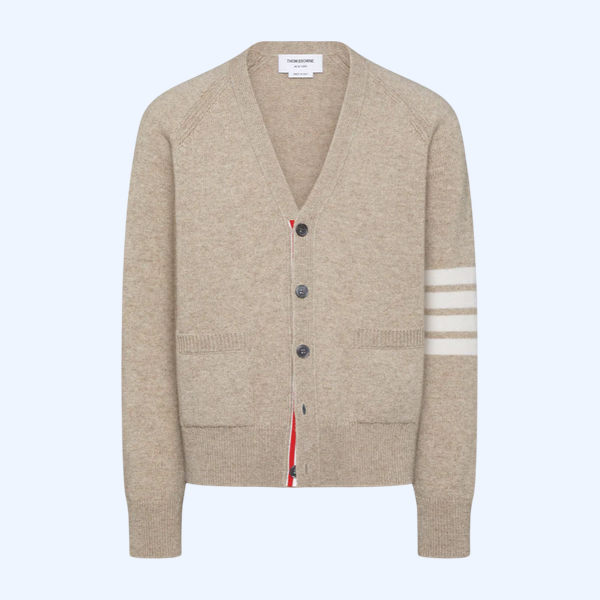 셔틀랜드 울 4-바 릴렉스 핏 브이넥 카디건