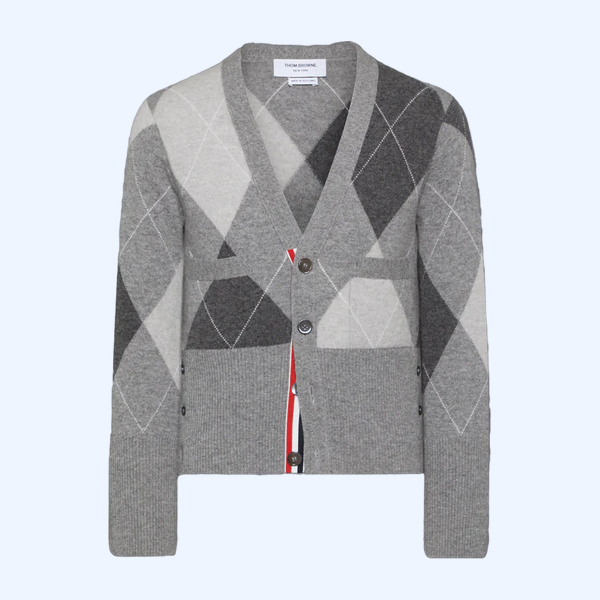 아가일 인타르시아 캐시미어 브이넥 카디건