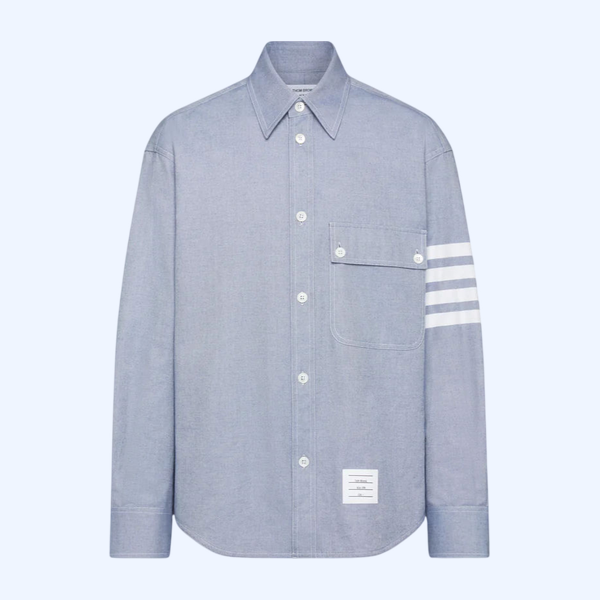 우븐 플란넬 4-바 오버사이즈 셔츠