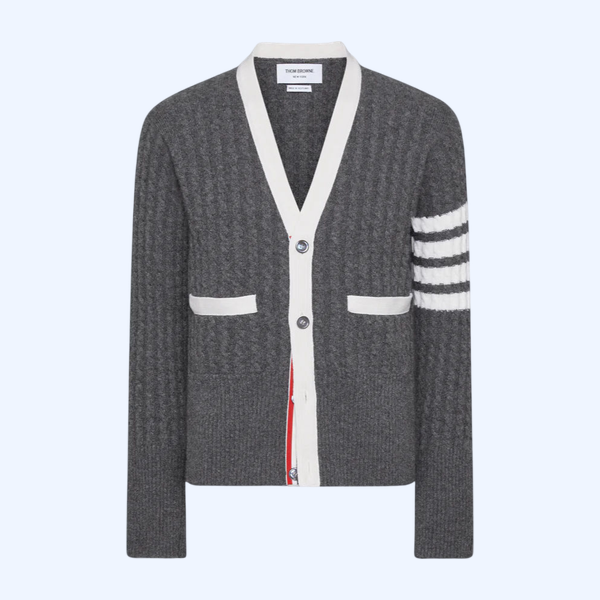 캐시미어 4-바 브이넥 카디건