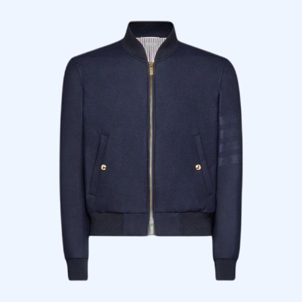 플란넬 4-바 니트 립 블루종