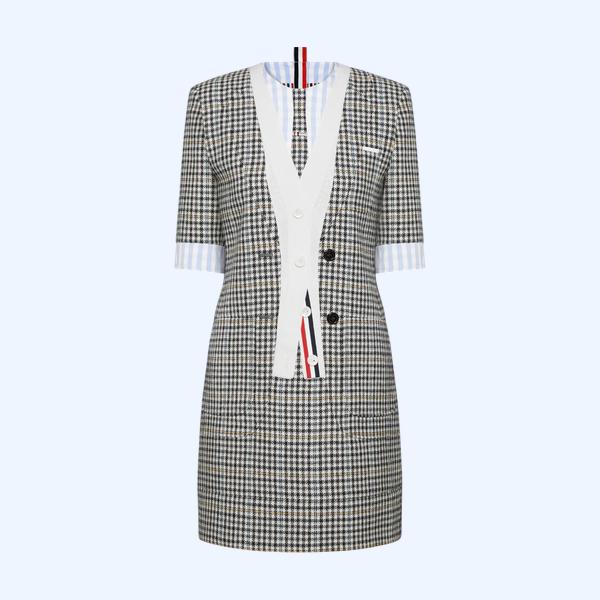 건클럽 체크 헌팅 트위드 트롱프뢰유 드레스