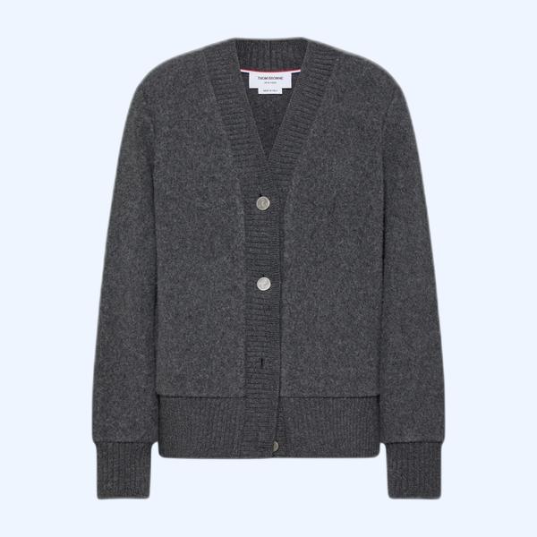 울 플리스 오버사이즈 브이넥 카디건