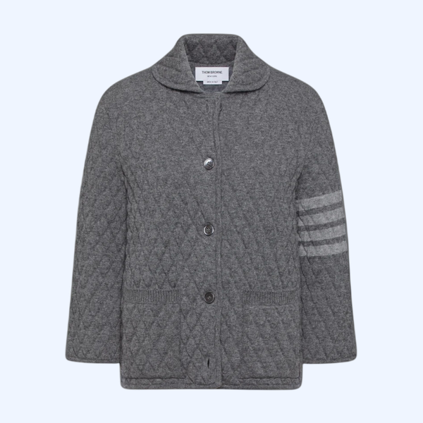 퀼티드 니트 자카드 메리노 울 4-바 워크 재킷