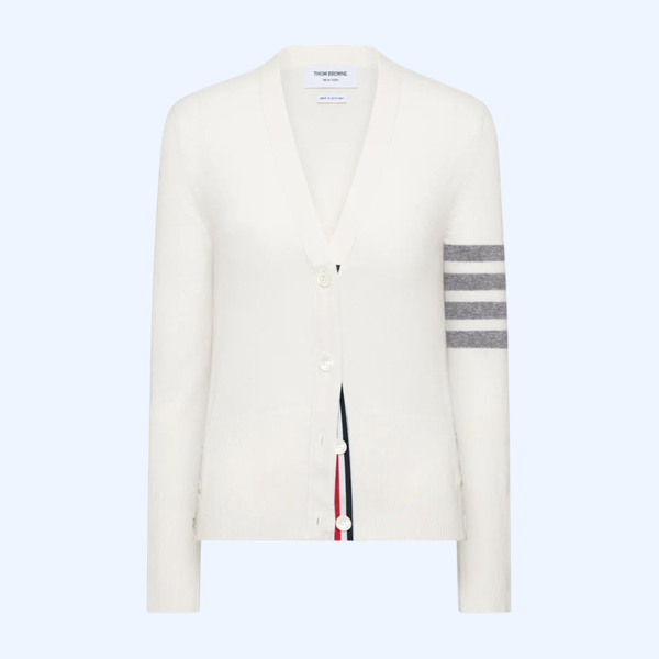 클래식 캐시미어 4-바 브이넥 카디건