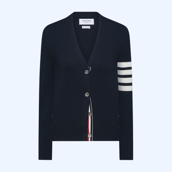 클래식 캐시미어 4-바 브이넥 카디건