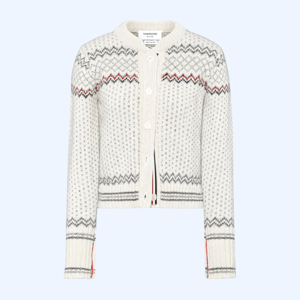 페어아일 자카드 도니골 크롭 카디건