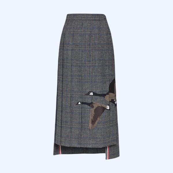 프린스 오브 웨일즈 헌팅 트위드 플라잉 기스 플리츠 스커트