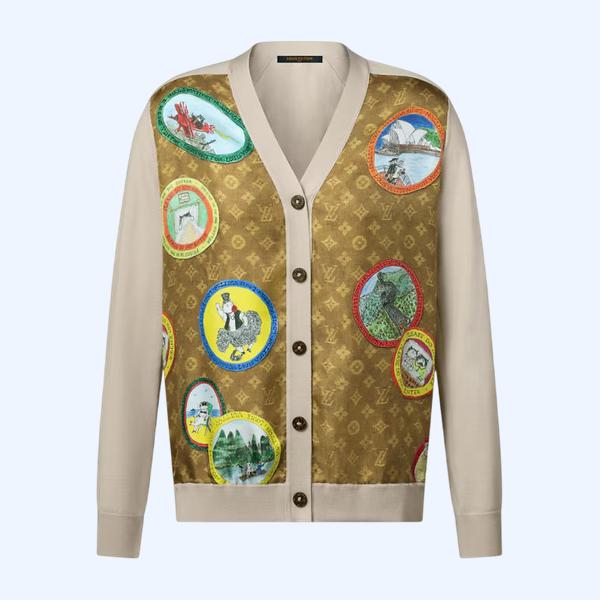 모노그램 캣 스탬프 가디건