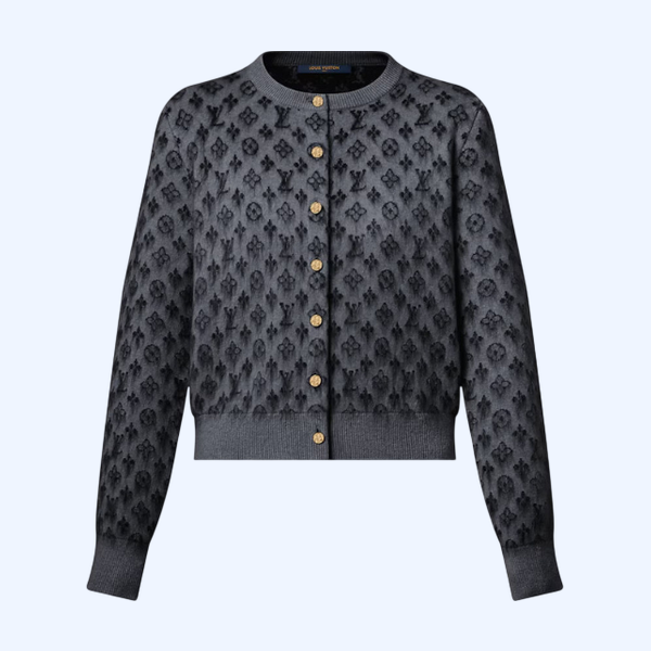 브러시드 모노그램 가디건