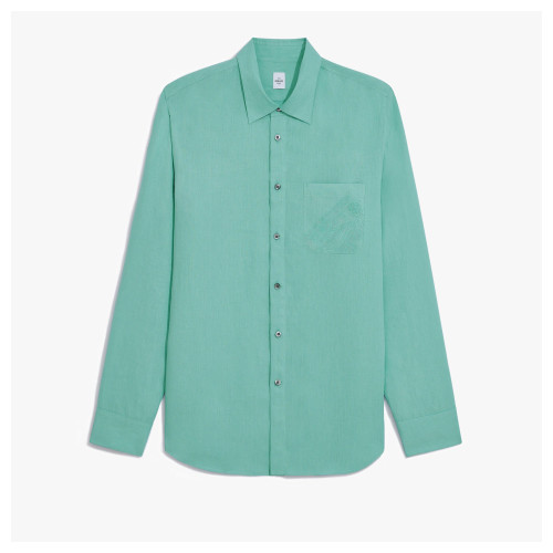 릴렉스 린넨 스크리토 포켓 셔츠 연두