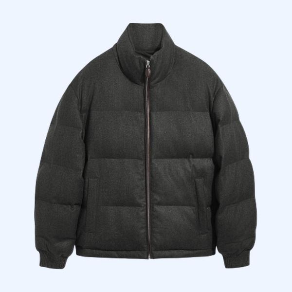 울 헤링본 퍼퍼 재킷