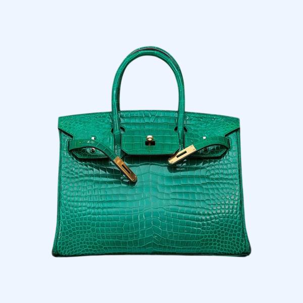 에르메스 버킨 30 르투르네 크로커다일 그린 골드 하드웨어