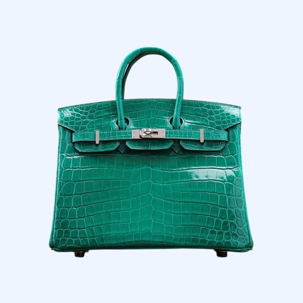 에르메스 버킨 25 르투르네 크로커다일 그린 실버 하드웨어