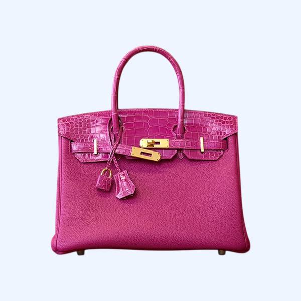에르메스 버킨 30 르투르네 토고 & 크로커다일 핑크 골드 하드웨어