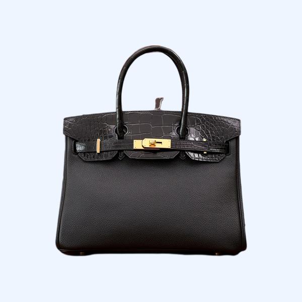 에르메스 버킨 30 르투르네 토고 & 크로커다일 블랙 골드 하드웨어