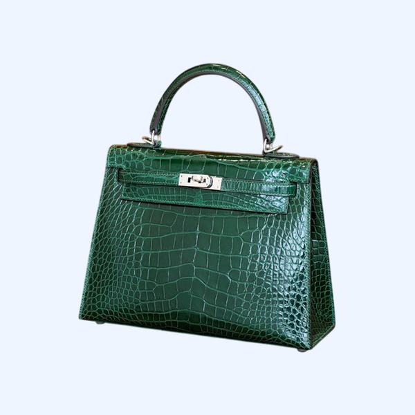 에르메스 켈리 25 셀리에 엘리게이터 그린 팔라듐 하드웨어