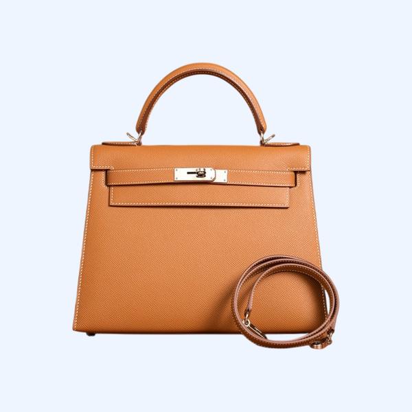 에르메스 켈리 25 셀리에 골드 브라운 실버 하드웨어