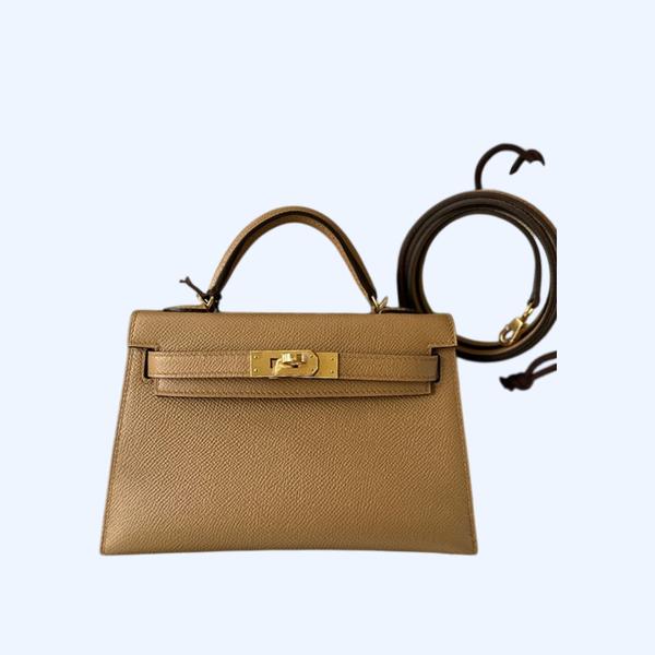 에르메스 미니 켈리 20 셀리에 카멜 골드 하드웨어