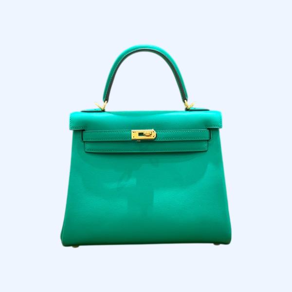 에르메스 켈리 25 르투르네 스위프트 민트 그린 골드 하드웨어