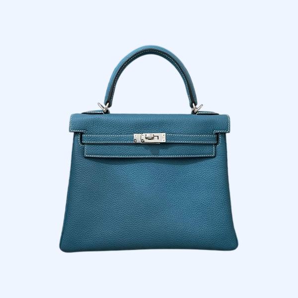 에르메스 켈리 25 르투르네 데님 블루 실버 하드웨어