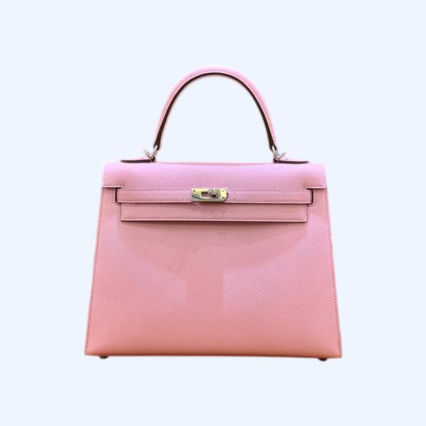 에르메스 켈리 25 셀리에 멜로 핑크 실버 하드웨어