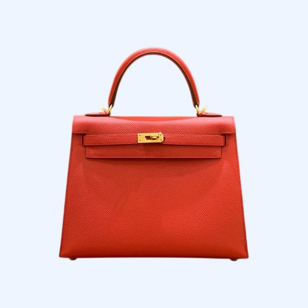 에르메스 켈리 25 셀리에 플래그 레드 골드 하드웨어