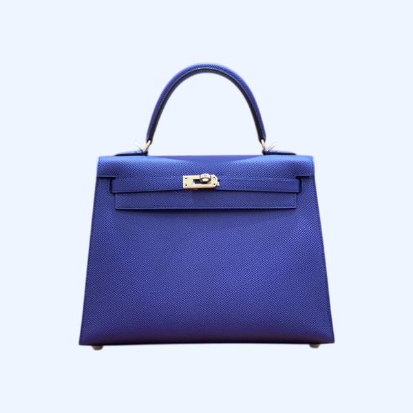 에르메스 켈리 25 셀리에 글레이즈드 블루 실버 하드웨어