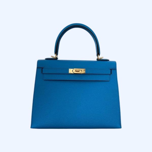 에르메스 켈리 25 셀리에 플로리다 블루 골드 하드웨어