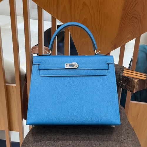 에르메스 켈리 25 셀리에 블루 프리다 실버 하드웨어
