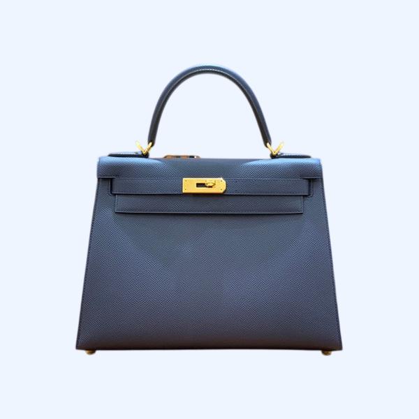 에르메스 켈리 28 셀리에 사파이어 블루 골드 하드웨어
