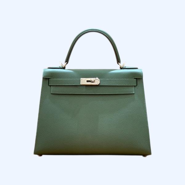 에르메스 켈리 28 셀리에 브리티시 그린 실버 하드웨어