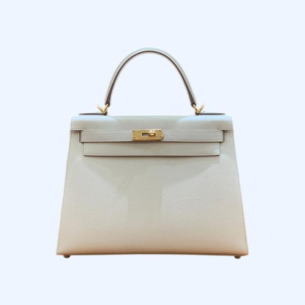 에르메스 켈리 28 셀리에 밀크 쉐이크 골드 하드웨어