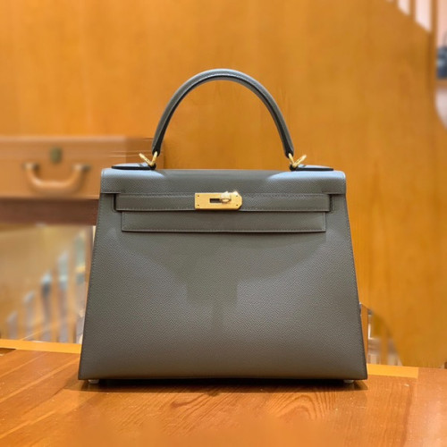 에르메스 켈리 28 셀리에 퓨터 그레이 골드 하드웨어