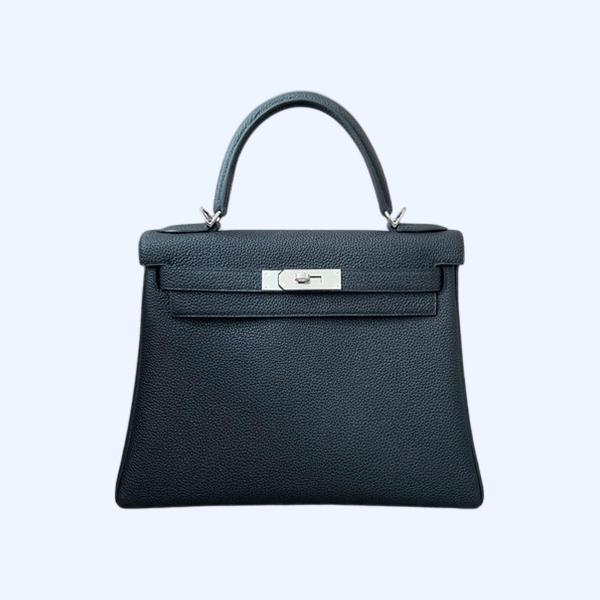 에르메스 켈리 28 르투르네 블랙 실버 하드웨어