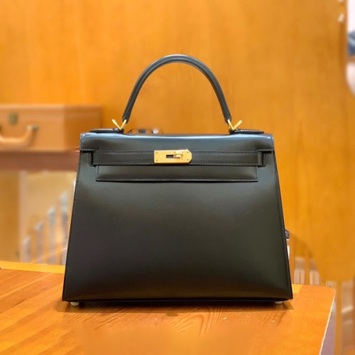 에르메스 켈리 28 셀리에 박스 블랙 골드 하드웨어